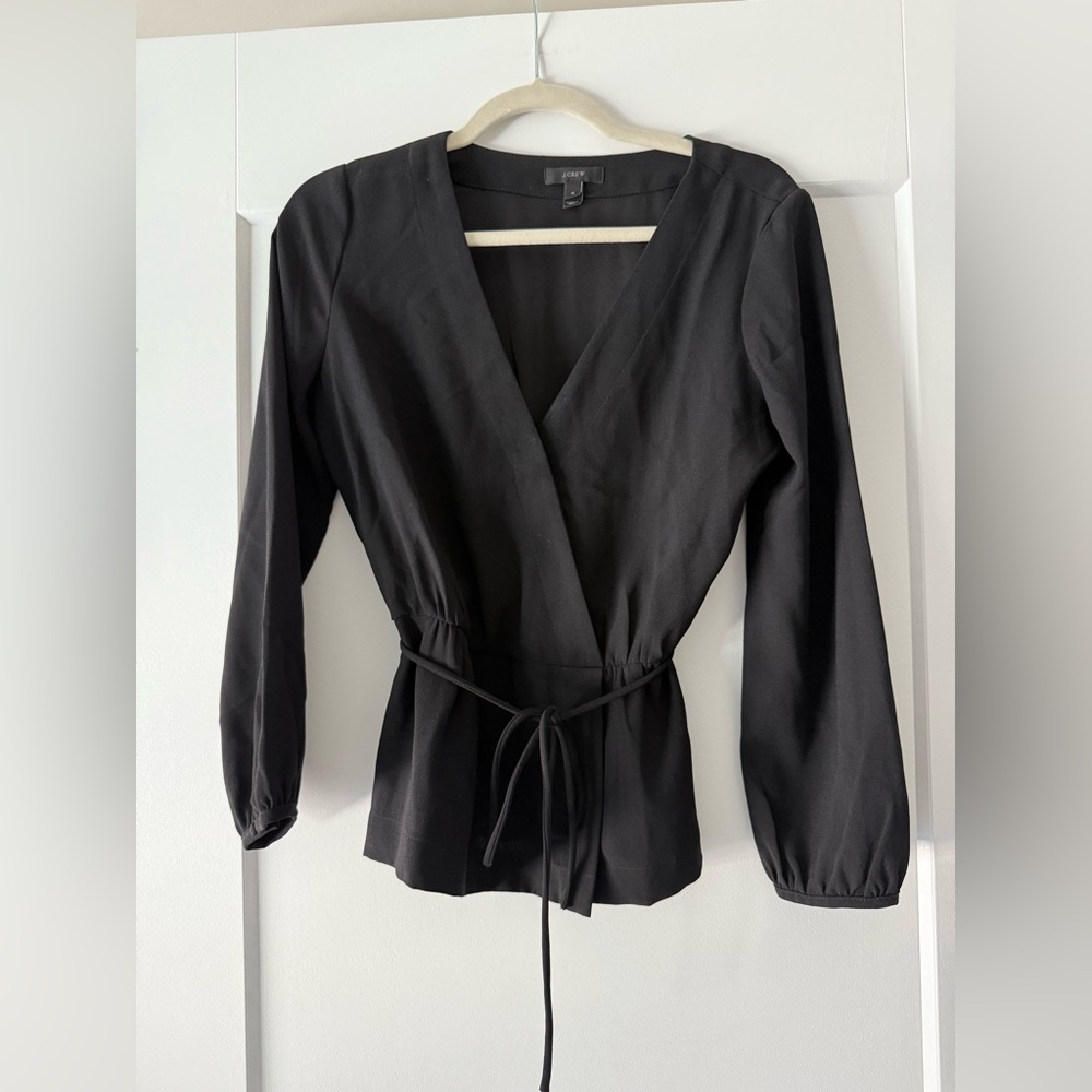 J. Crew Drapey Crepe Faux-wrap Top